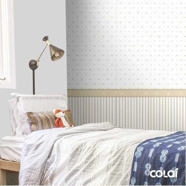 Papel de Parede Lavável listras Douradas Coroadas 9m - 4