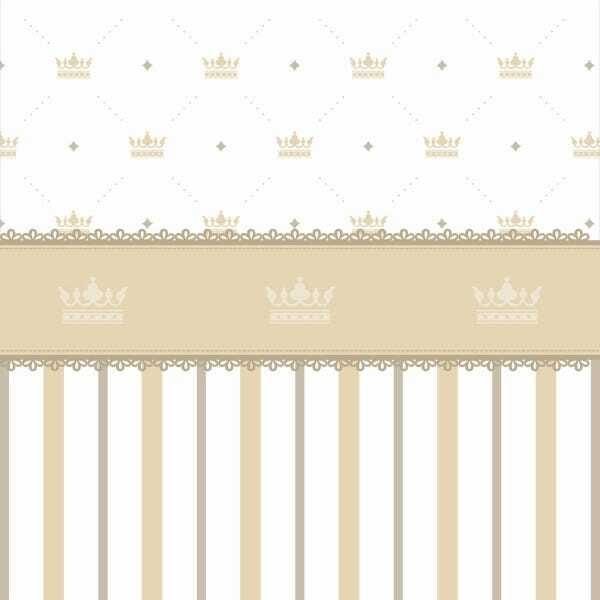 Papel de Parede Lavável listras Douradas Coroadas 9m - 1