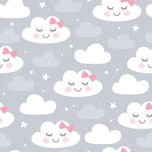 Papel de Parede Adesivo Lavável Nuvens Femininas 9m - 1