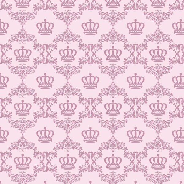Papel de Parede Adesivo Lavável Coroa Rosa Bebê 9m - 1
