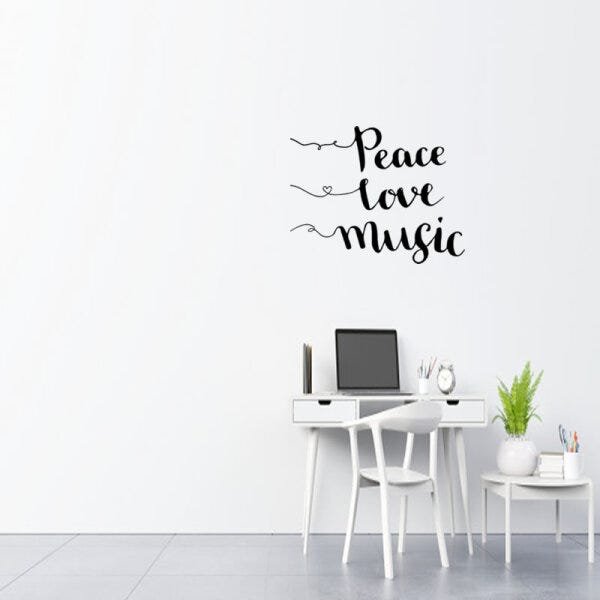 Adesivo decorativo de parede peace, love e music - 1