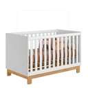 Ver imagem 4 de Quarto Infantil Flora Guarda Roupa 2 Portas Correr, Comoda 4 Gavetas, Berço Branco Acetinado