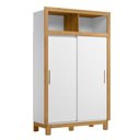 Ver imagem 1 de Quarto Infantil Flora Guarda Roupa 2 Portas Correr, Comoda 4 Gavetas, Berço Branco Acetinado