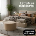 Ver imagem 4 de Puff Redondo Grande 60cm Bouclé Bege Luxo Orgânico Sofisticado