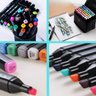 Caneta Canetinhas 60 Cores Kit 4 Uni Marcador Ponta Dupla Arte Desenho Pintura Permanente Curso Esco - 14