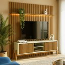 Ver imagem 1 de Rack com Painel Ripado com LED MDF 177CMX218CM London 70” Sereno 160 Portas Deslizantes