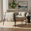 Ver imagem 2 de Kit Poltrona Cadeira Decorativa + Puf Serrana Zahav Estofado:bege Bouclé Courino Sintético Marrom