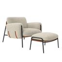 Ver imagem 3 de Kit Poltrona Cadeira Decorativa + Puf Serrana Zahav Estofado:bege Bouclé Courino Sintético Marrom