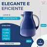Garrafa Térmica Cafe Leite Cha 1 Litro Botão Serve Fácil Antigotas Tampa Rosca Ampola Vidro Gatilho  - 3