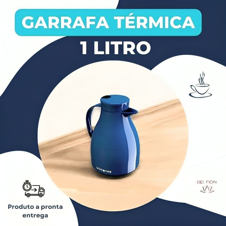 Garrafa Térmica Cafe Leite Cha 1 Litro Botão Serve Fácil Antigotas Tampa Rosca Ampola Vidro Gatilho  - 6