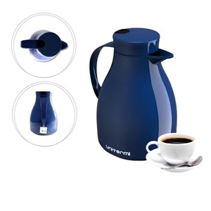 Garrafa Térmica Cafe Leite Cha 1 Litro Botão Serve Fácil Antigotas Tampa Rosca Ampola Vidro Gatilho 