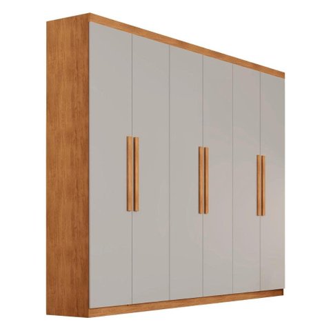 Guarda-Roupa Casal 100% MDF com 6 Portas e 2 Gavetas 180cm Multimóveis CR35506 Madeirado/Off White