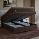 Ver imagem 1 de Cama Box Baú Queen + Colchão Comfort Class Pillow Top Marrom/suede Marrom