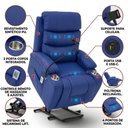 Ver imagem 6 de Poltrona Papai Reclinável Elevação Elétrica Aurora Sintetico PU Azul C01- D'Rossi