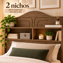 Ver imagem 3 de Cabeceira Vivian Solteiro com 2 Nichos para Cama Box 90cm 100% MDF