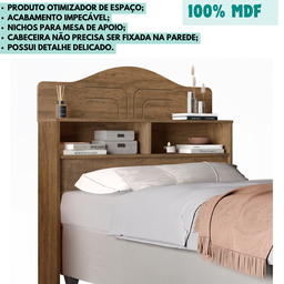 Cabeceira 100% Mdf Cama Box Solteiro 2 Nichos Robusta:castanho - 3