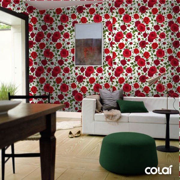 Papel De Parede Adesivo Lavável Rosas Realistas 18m - 4