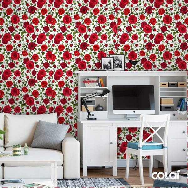 Papel De Parede Adesivo Lavável Rosas Realistas 18m - 2