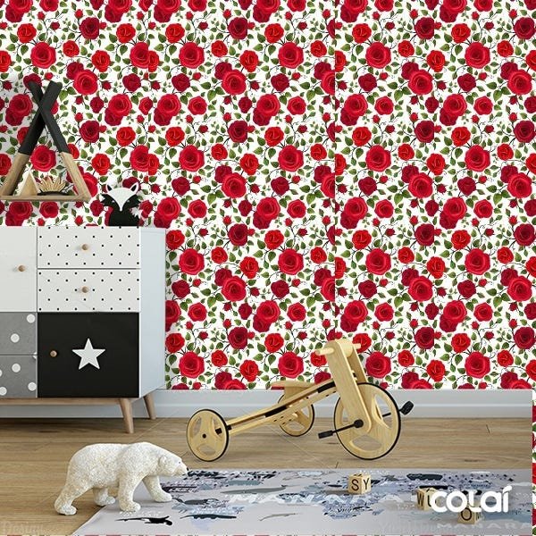 Papel De Parede Adesivo Lavável Rosas Realistas 18m - 6