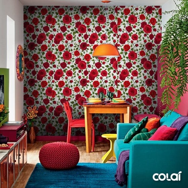 Papel De Parede Adesivo Lavável Rosas Realistas 18m - 5