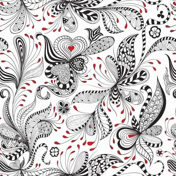 Papel De Parede Adesivo Lavável Flores Abstratas 18m - 1