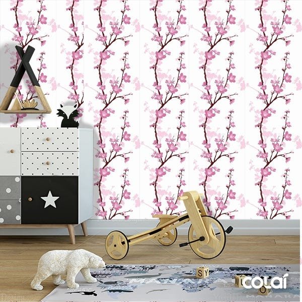 Papel De Parede Lavável Rosa Do Deserto Fundo Branco 12m - 6