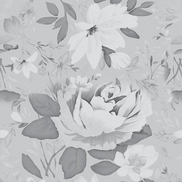Papel De Parede Lavável Gardênia Em Pretp E Branco 12m - 1