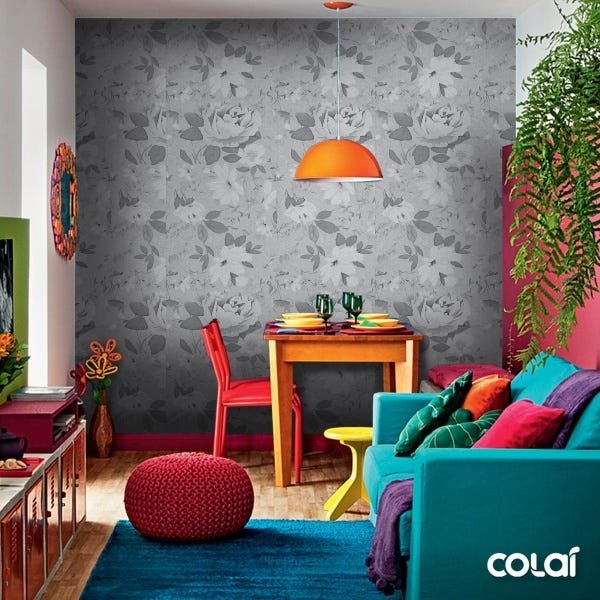 Papel De Parede Lavável Gardênia Em Pretp E Branco 12m - 5