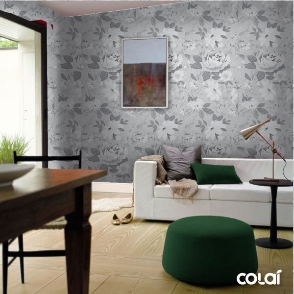 Papel De Parede Lavável Gardênia Em Pretp E Branco 12m - 4