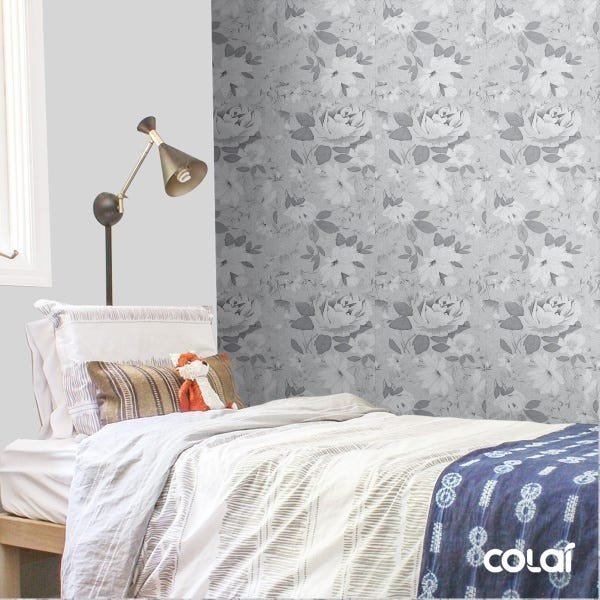 Papel De Parede Lavável Gardênia Em Pretp E Branco 12m - 3
