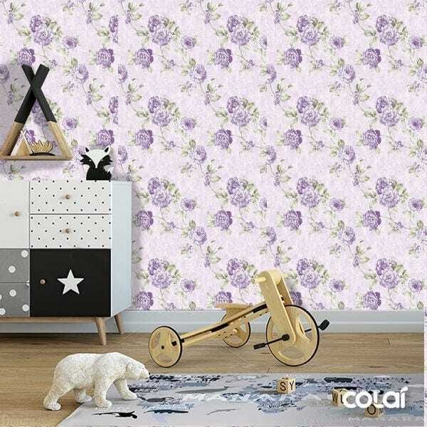 Papel De Parede Adesivo Lavável Tagetes Roxos 6m - 6