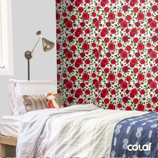 Papel De Parede Adesivo Lavável Rosas Realistas 3m - 3