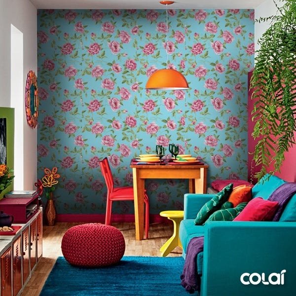 Papel De Parede Adesivo Lavável Rosas De Primavera 3m - 5