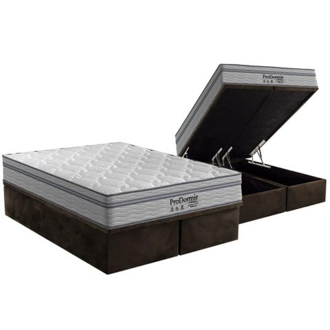Cama Box Baú Queen: Colchão Molas Ensacadas Probel MasterPocket ProDormir Springs Luxo + Base CRC