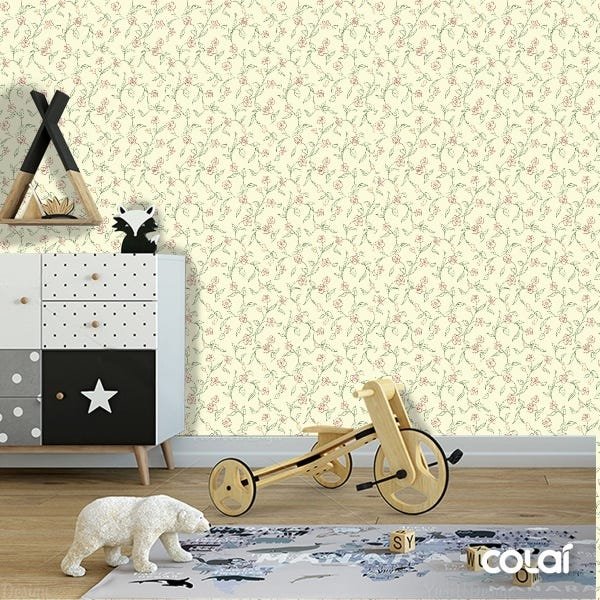 Papel De Parede Adesivo Lavável Rosas Traçadas 3m - 6