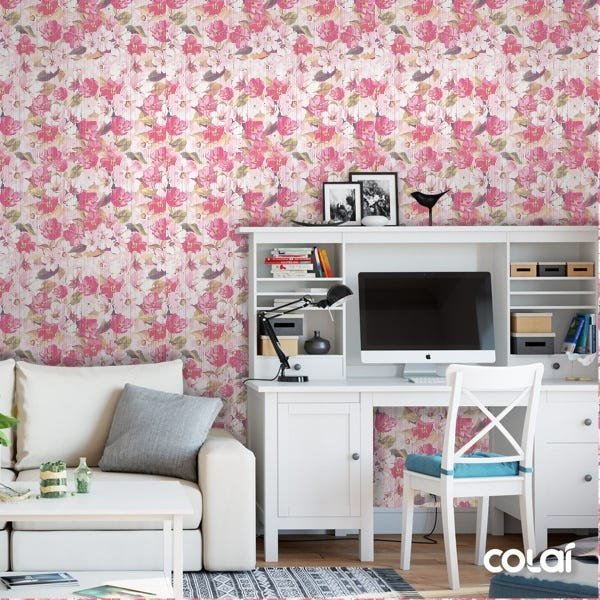 Papel De Parede Adesivo Lavável Ilustração De Rosas 3m - 2