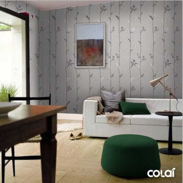 Papel De Parede Adesivo Lavável Folhas Ilustradas 3m - 4