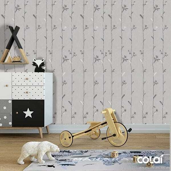 Papel De Parede Adesivo Lavável Folhas Ilustradas 3m - 6