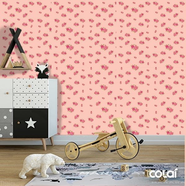 Papel De Parede Adesivo Lavável Lisianto Rosa 3m - 6