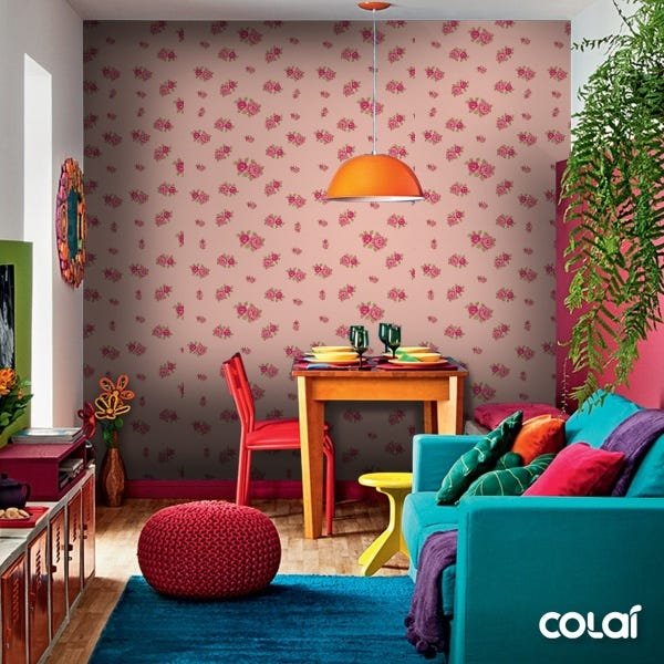 Papel De Parede Adesivo Lavável Lisianto Rosa 3m - 5