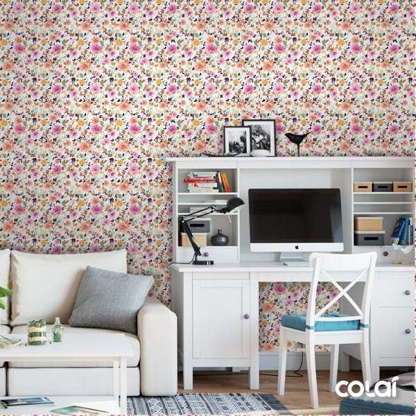 Papel De Parede Adesivo Lavável Flores Multicor 3m - 2