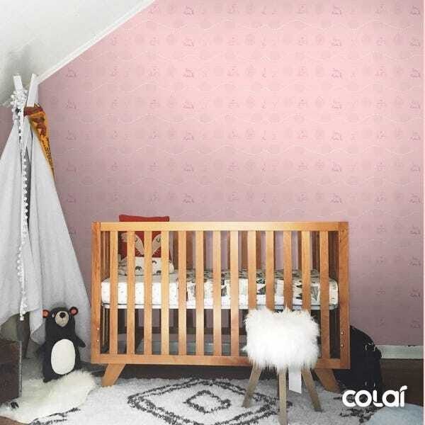 Papel de Parede Adesivo Lavável Casinha Rosa Clara 12m - 3
