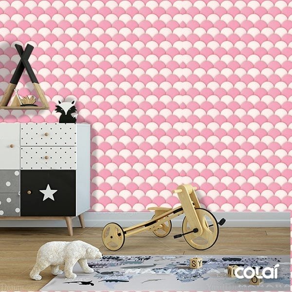 Papel de Parede Adesivo Lavável Bolas Rosadas 6m - 2