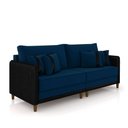Ver imagem 5 de Sofá Montecarlo 3 Lugares 232cm Veludo/pu Azul/preto