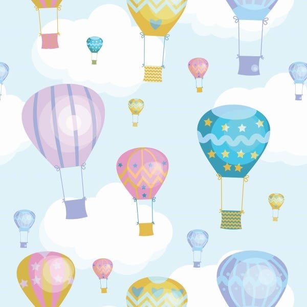 Papel de Parede Adesivo Lavável Balões Coloridos 9m - 1