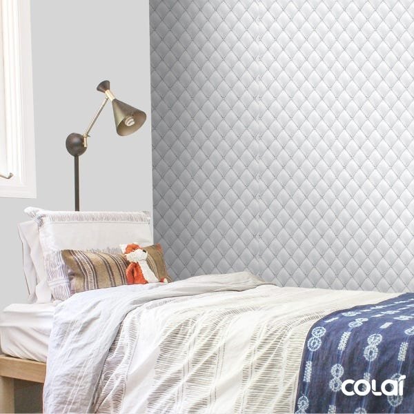 Papel de Parede Adesivo Lavável Capitone Cinza Claro 9m - 5