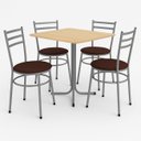 Ver imagem 1 de Conjunto Mesa Cinza 70x70cm Tampo Pinus com 4 Cadeiras Epoxi