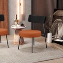 Ver imagem 2 de Kit 02 Poltronas Decorativas Sala De Estar Londres L02 Couríssimo Preto Tecido Terracota - Lyam Lyam