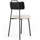 Ver mais imagens de Kit 06 Cadeiras Decorativa Estofada Sala De Jantar Barcelona L02 Couríssimo Preto Linho Cru - Lyam L