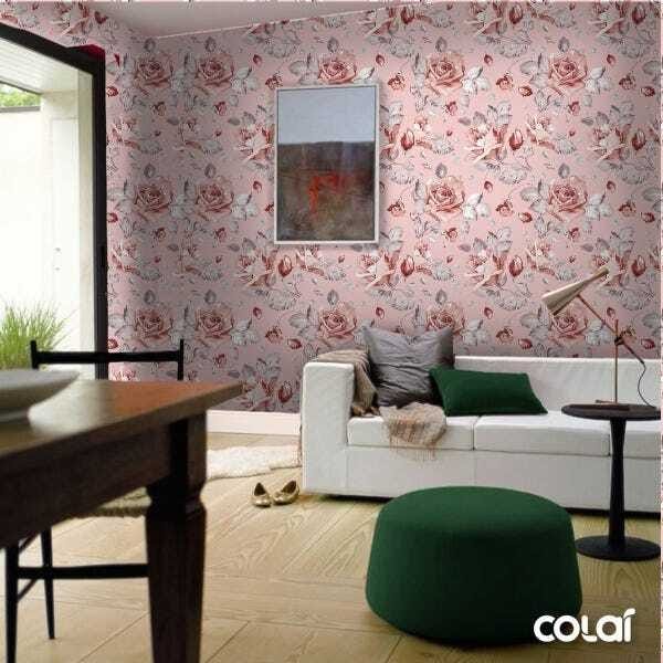 Papel De Parede Adesivo Lavável Flores De Fundo Rosê 12m - 4